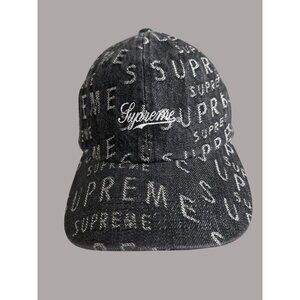 Supreme Warp Jacquard Logos Denim 6-Panel Black